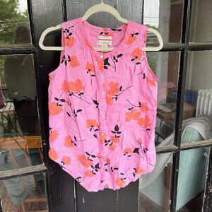 Cynthia Rowley - Absolutely Gorgeous Floral Linen Button-Down Tank - Size Small